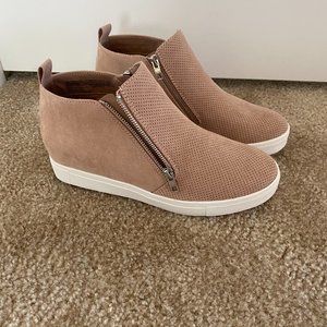 Suede Nude Wedge Shoes